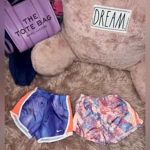 NWOT Nike Set of 2 Girls Purple & Orange Dri-Fit Shorts, Sz 5-6 & 6-7
